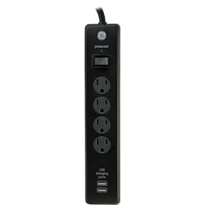 4 Outlet, 2 USB Ports, 1.0A Surge Protector, 3 ft. Cord