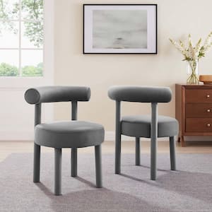 Toulouse Performance Velvet Dining Chair - Set of 2 in Gray