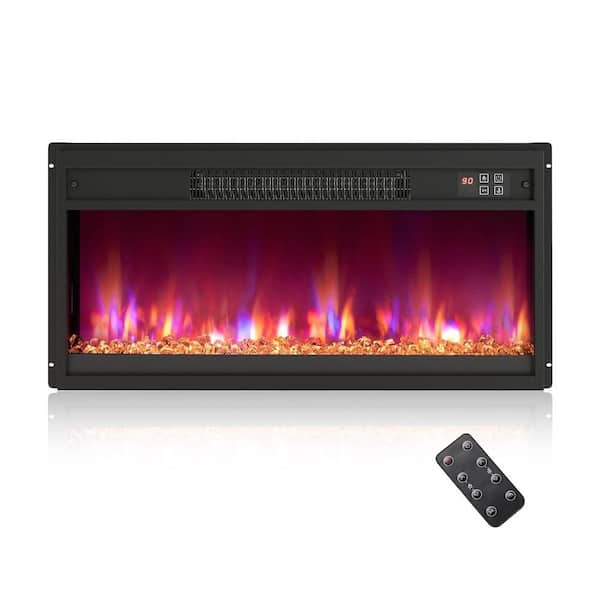 18/23/26 Inch 1500W Electric Fireplace Insert with Remote Control-26 inches in Black