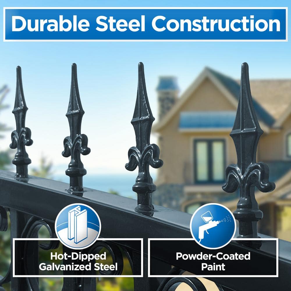 Venice Style Black Steel Dual Swing Driveway Gate with Automatic Opener