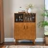 Noble House Emeric 10-Bottle Brown 31.50 in. W Wine Cabinet with Adjustable Shelf, Wine Glass Holder and Rack 139452