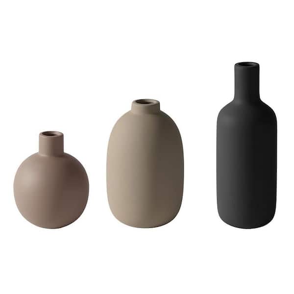 Multicolor 3.3 in. x 9 in. Ceramic Modern Farmhouse Vase Set of 3