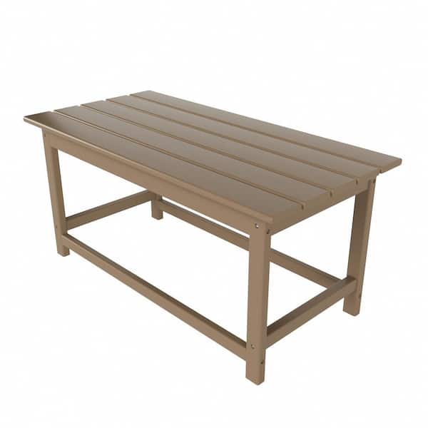 WESTIN OUTDOOR Laguna Weathered Wood Outdoor All Weather Fade Resistant HDPE Plastic Rectangle Patio Furniture Coffee Table