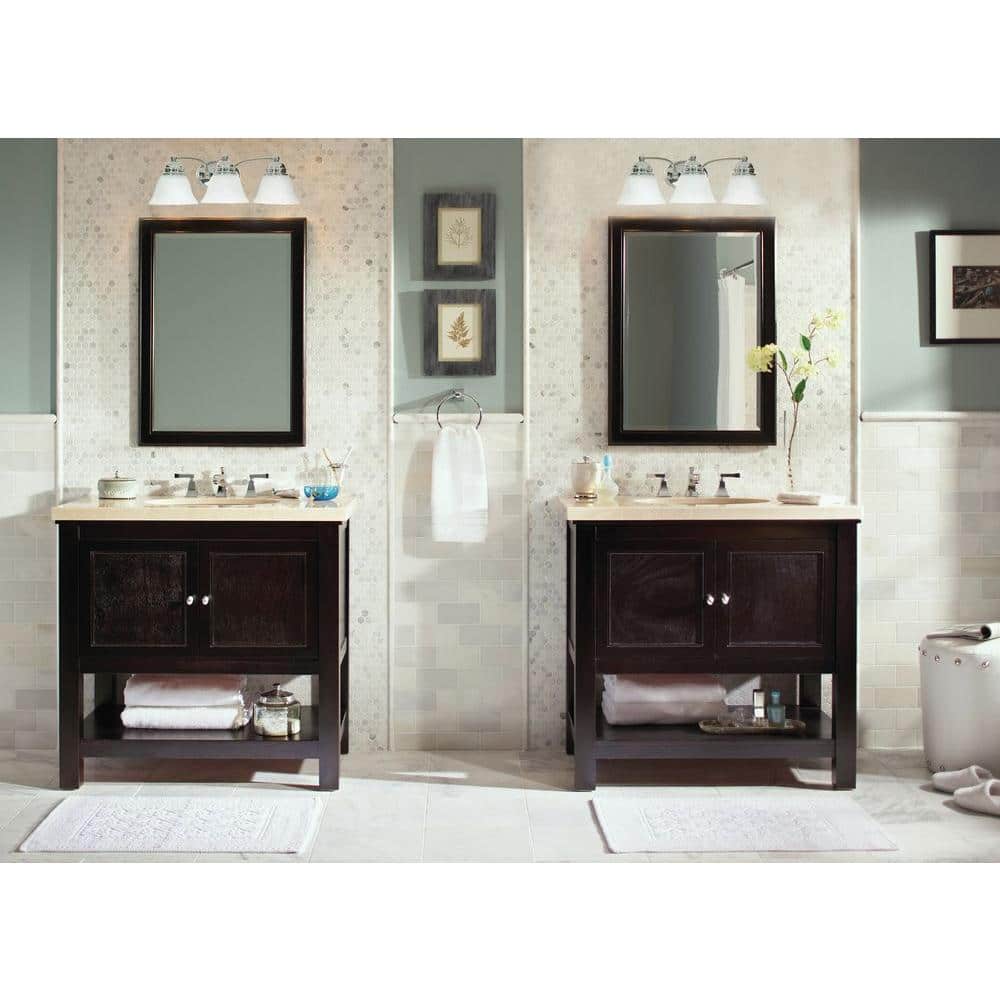 Empire Polished Chrome Three-Light Vanity with Alabaster Glass