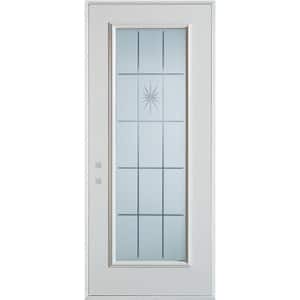 32 in. x 80 in. V-Groove Full Lite Painted White Right-Hand Inswing Steel Prehung Front Door