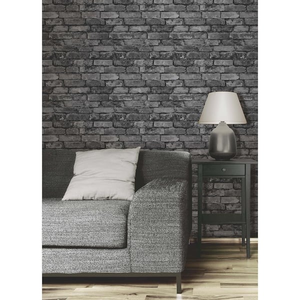 Davis Gray Rustic Brick Non-Pasted Wallpaper, 56.4 sq. ft.