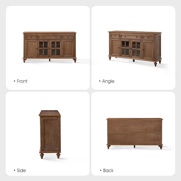 JAYDEN CREATION Nikolaj Acorn 58 in. W 3 Drawer Sideboard