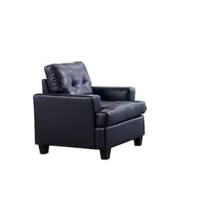 SignatureHome Blue Material Solid Wood Comfort Endurance Leather Sofa Chair - Size: 35 in. W x 36 in. L x 37 in. H
