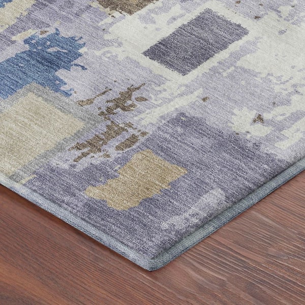 Mayfield Premium Machine Washable Abstract AMF2246 Purple 2 ft. x 7 ft. Runner Rug