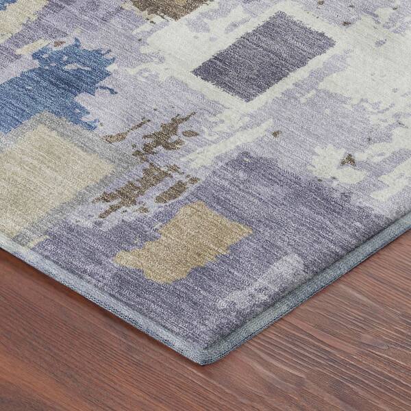 Mayfield Premium Machine Washable Abstract AMF2246 Purple 8 ft. x 10 ft. Area Rug