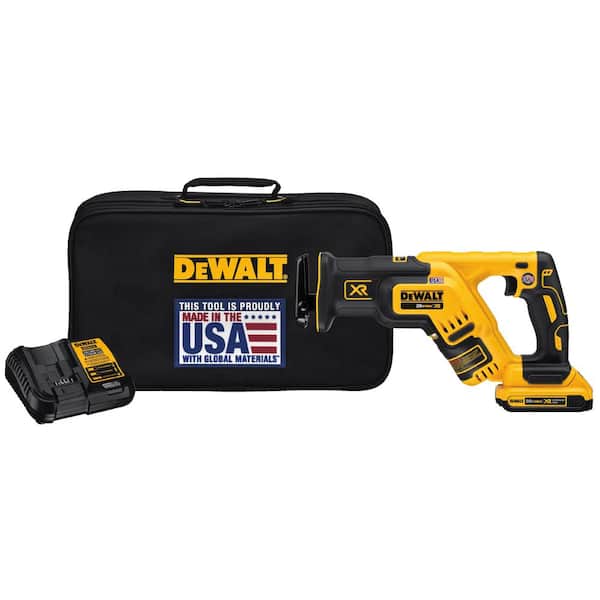 DEWALT 20-Volt MAX XR Lithium-Ion Cordless Brushless Compact Reciprocating Saw Kit with Battery 2Ah, Charger and Kit Bag