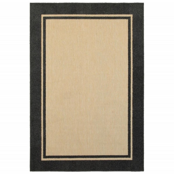 Beige, Black 2 ft. x 3 ft. Loomed Polypropylene Rectangle Indoor/Outdoor Area Rug