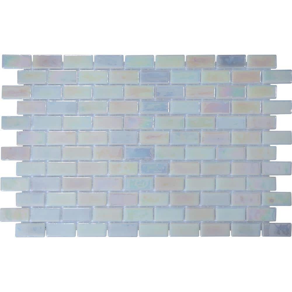 6 in. x 6 in. White Endless Glass Tile Love Glossy Glass Wall, Floor, Backs