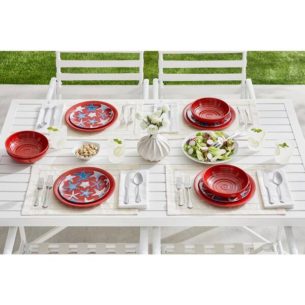 StyleWell Taryn Melamine Salad Plates in Ribbed Chili Red (Set of 6)  FF5879CHI - The Home Depot