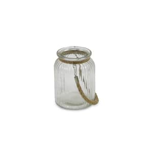 5.75 in. Clear Brown Glass Jar with Rope