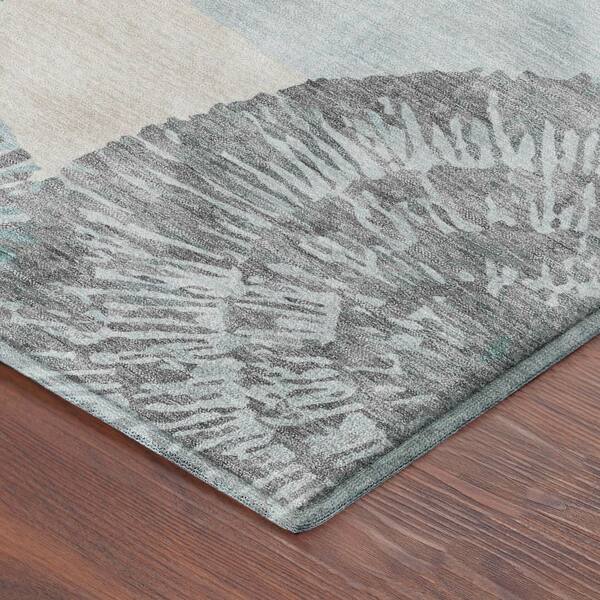 Mayfield Premium Machine Washable Abstract AMF2351 Teal 10 ft. x 14 ft. Area Rug