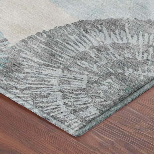 Mayfield Premium Machine Washable Abstract AMF2351 Teal 9 ft. x 12 ft. Area Rug