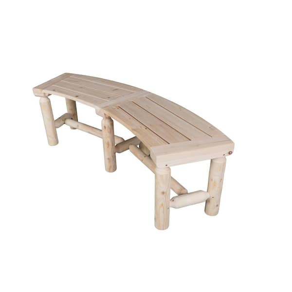 3 ft. Cedar/Fir Wood Outdoor Wooden Curved Bench Rustic Style Log for Patio Garden Deck and Backyard, Natural