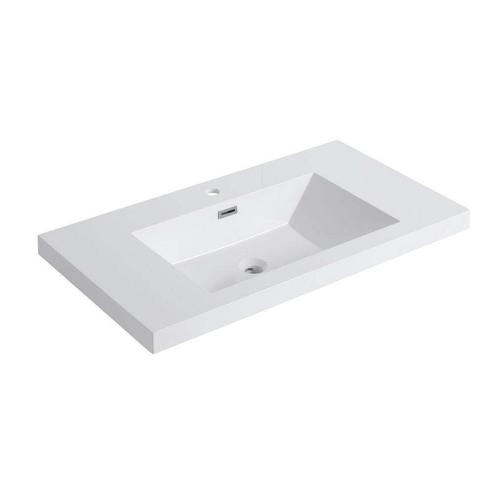 36 in. Drop-In Rectangular Resin Bathroom Sink in White price history on PriceWatchPro