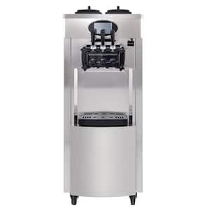 6.34 qt. Stainless Steel 2200W Commercial Soft Ice Cream Maker Machine 3-Flavors 5.3 to 7.4 Gal per Hr. with LCD Panel