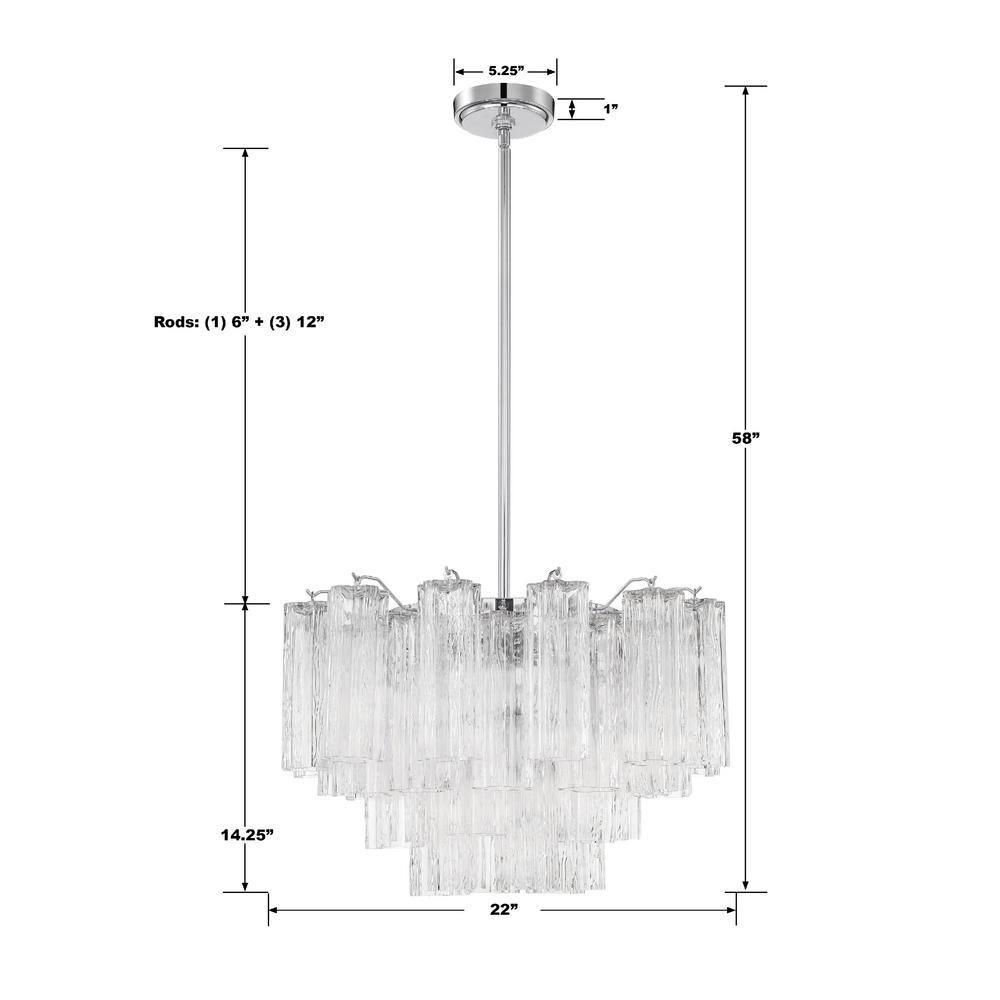 Polished Chrome and Clear Glass 9-Light Chandelier