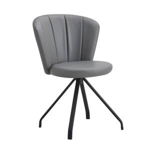 Gray Faux Leather Upholstered Metal 360° Swivel Shell Chair for Dining Room, Bedroom, Living Room, Office