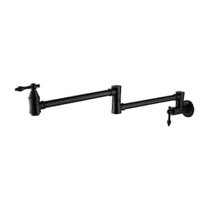 Wall Mounted Pot Filler Faucet with Flexible Retractable Rod in Matte Black