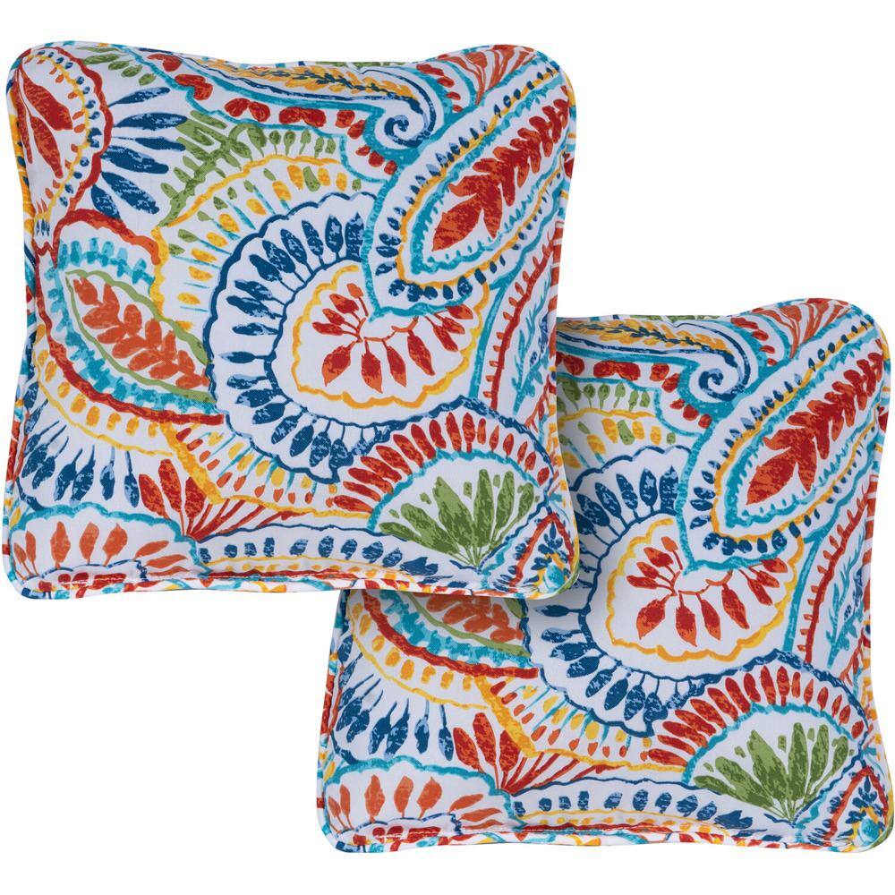 Colorful Paisley Indoor/Outdoor Square Throw Pillow Set