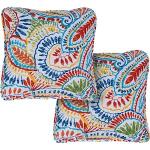 Paisley Multi-Color Indoor or Outdoor Throw Pillows (Set of 2)