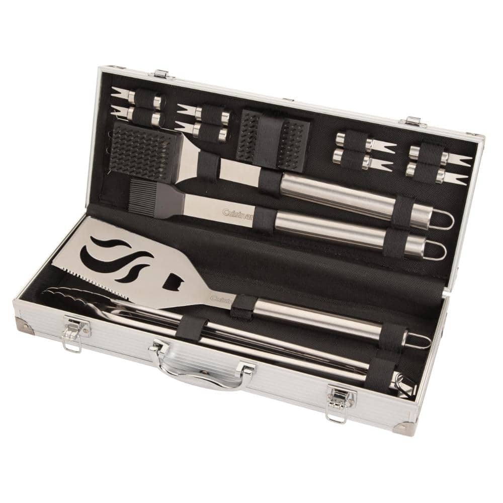 14-Piece Stainless Steel Grill Tool Set Portable Aluminum Carry Case Black Silver price history on PriceWatchPro