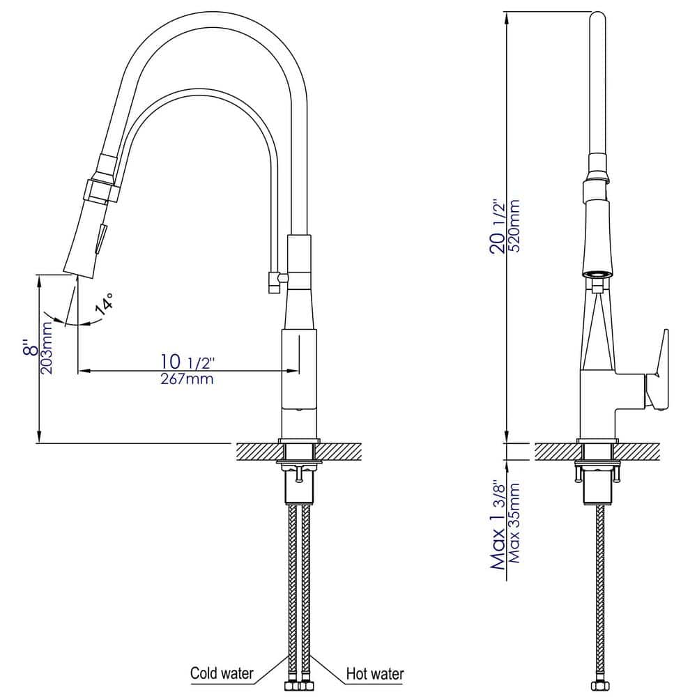 Brushed Nickel Pull-Down Kitchen Faucet with Spray