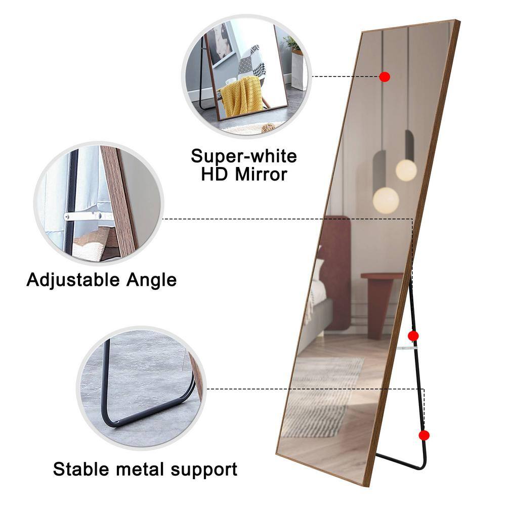 Brown Wood Framed 65" x 23" Full-Length Rectangular Mirror