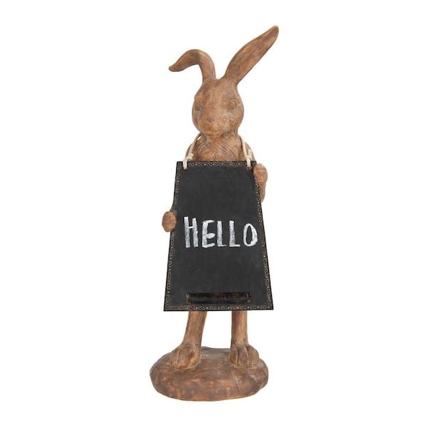 Storied Home Rabbit Shaped Resin Figurine Holding Chalkboard EC0185 - The  Home Depot