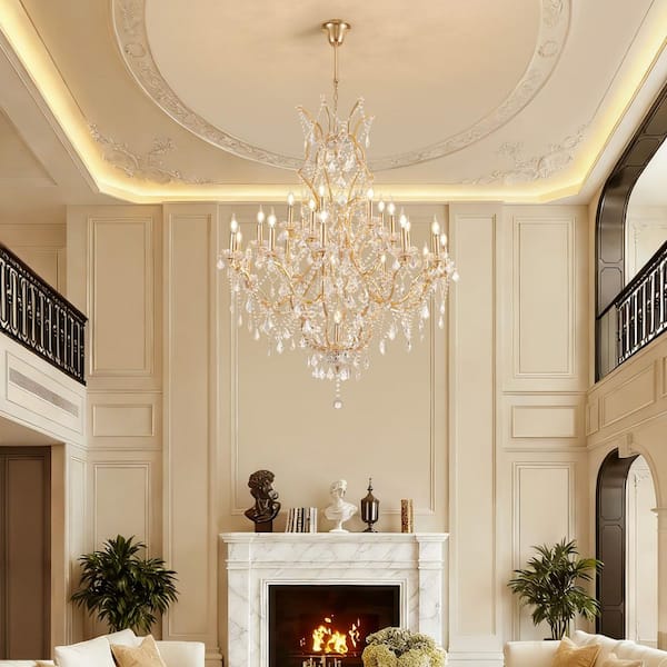 WDETR 25-Light Large Gold LuxuryModern Maria Theresa Crystal