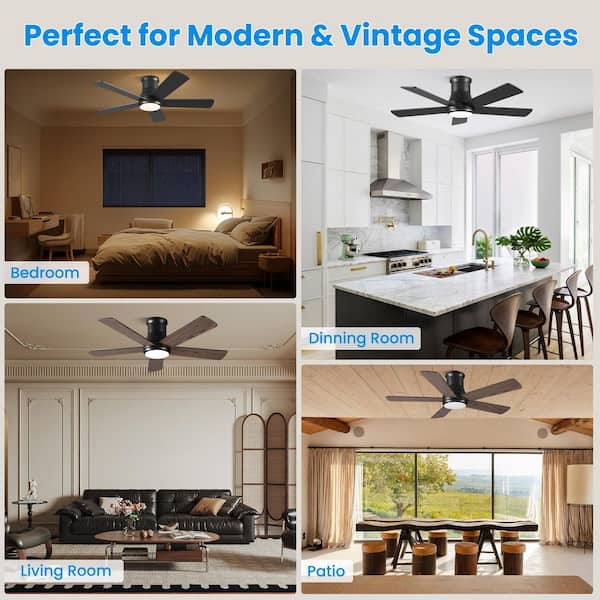 ZXXC 42 in. Indoor/Outdoor Black Downrod Mount Ceiling Fan with