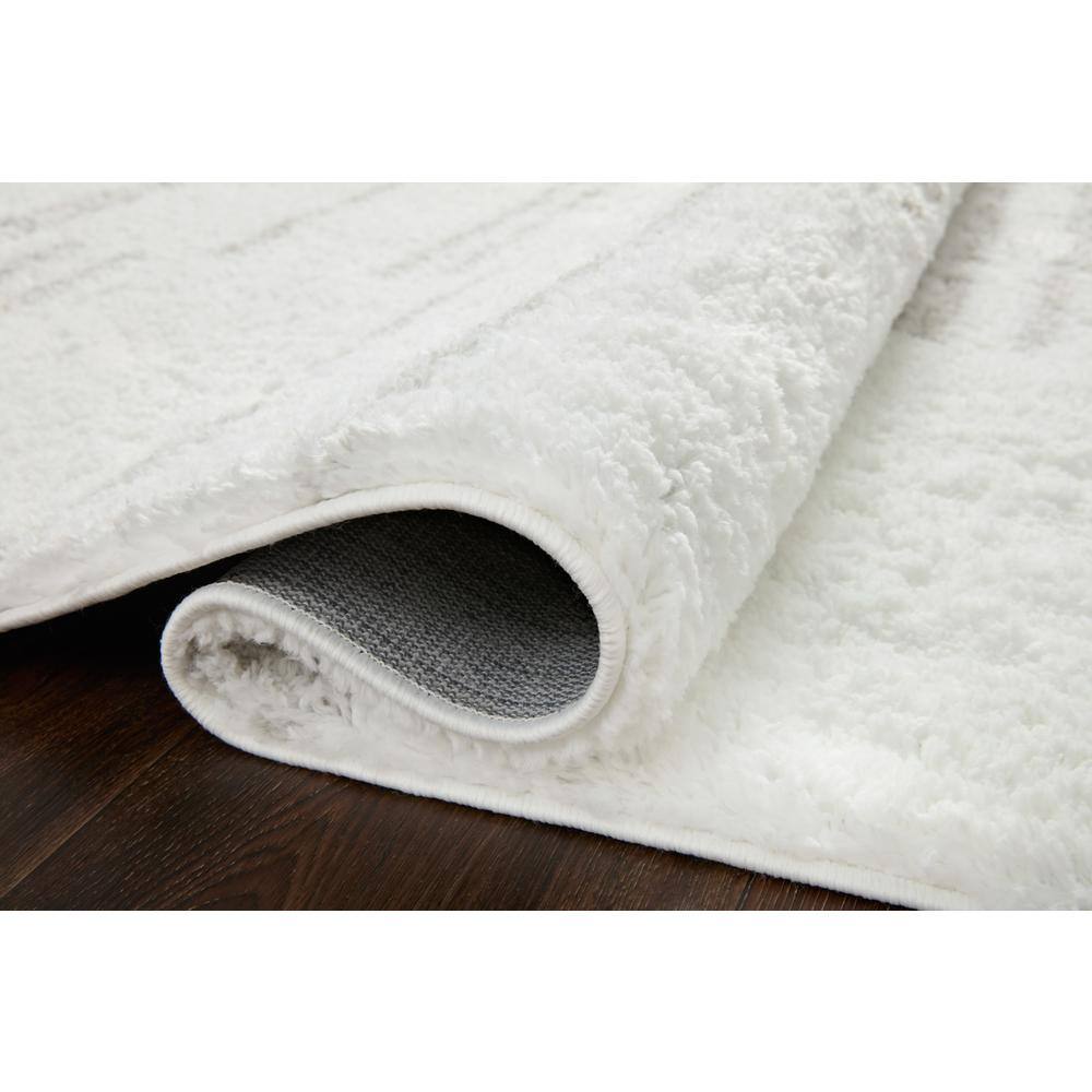 Bliss Shag Gray and White Geometric Wool Area Rug