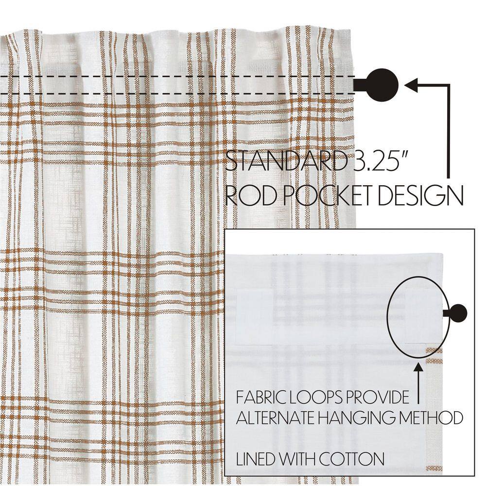 Wheat Plaid Rod Pocket Valance 72" Wide