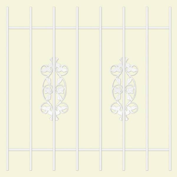 Unique Home Designs Rambling Rose 42 in. x 42 in. White 8-Bar Window Guard-DISCONTINUED