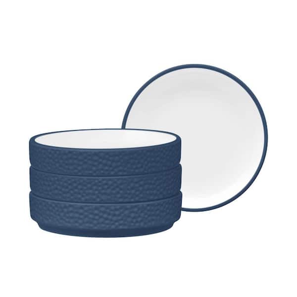 Colortex Stone Blue 3.75 in. Porcelain Mini Plates, (Set of 4)