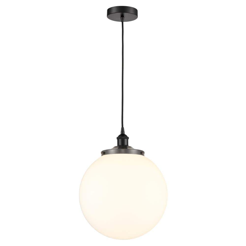 Beacon 100-Watt 1-Light Matte Black Standard Mini Pendant Light with Matte White Glass, No Bulbs Included price history on PriceWatchPro