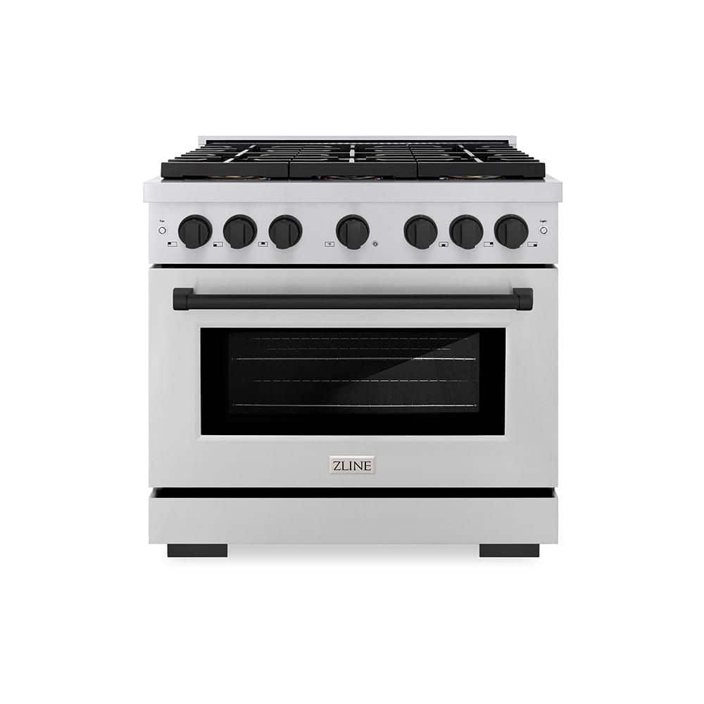 Autograph 36 in. 5.2 cu. ft. Paramount Gas Range with 6-Burners and Convection Gas Oven in Stainless and Matte Black price history on PriceWatchPro