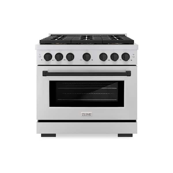 Autograph 36 in. 5.2 cu. ft. Paramount Gas Range with 6-Burners and Convection Gas Oven in Stainless and Matte Black
