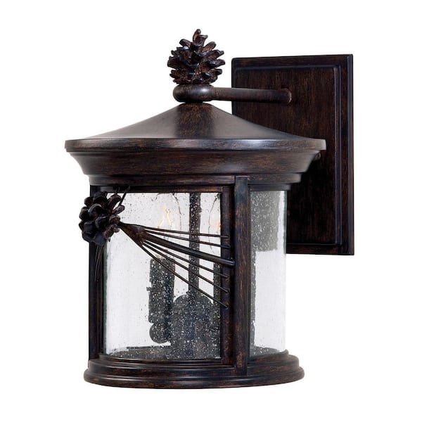 the great outdoors by Minka Lavery Abbey Lane 2-Light Iron Oxide Outdoor Wall Lantern Sconce