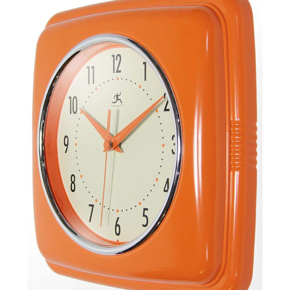 Retro Orange Square 9.5" Silent Quartz Wall Clock