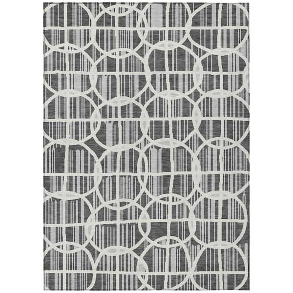 Chantille Machine Washable Indoor/Outdoor Abstract ACN2769 Graphite 8 ft. x 10 ft. Area Rug