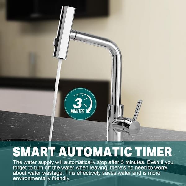 14.5 in. H Single Handle Pull Down Sprayer Kitchen Faucet with 360° Spout Swivel and Touchless Sensor in Chrome