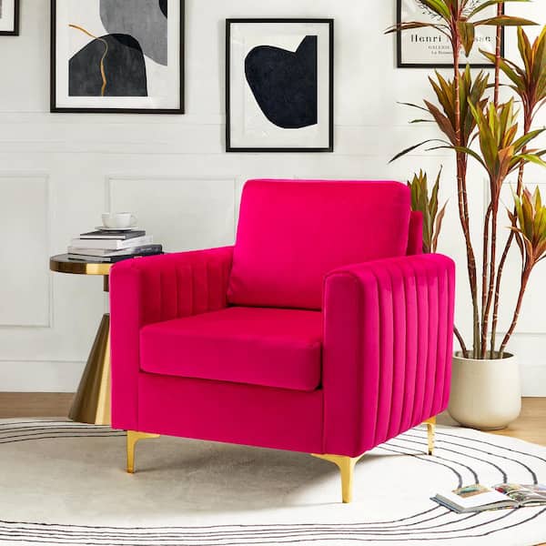 JAYDEN CREATION Ennomus Modern Fuchsia Polyester Club Chair Arm Chair with Removable Cushions