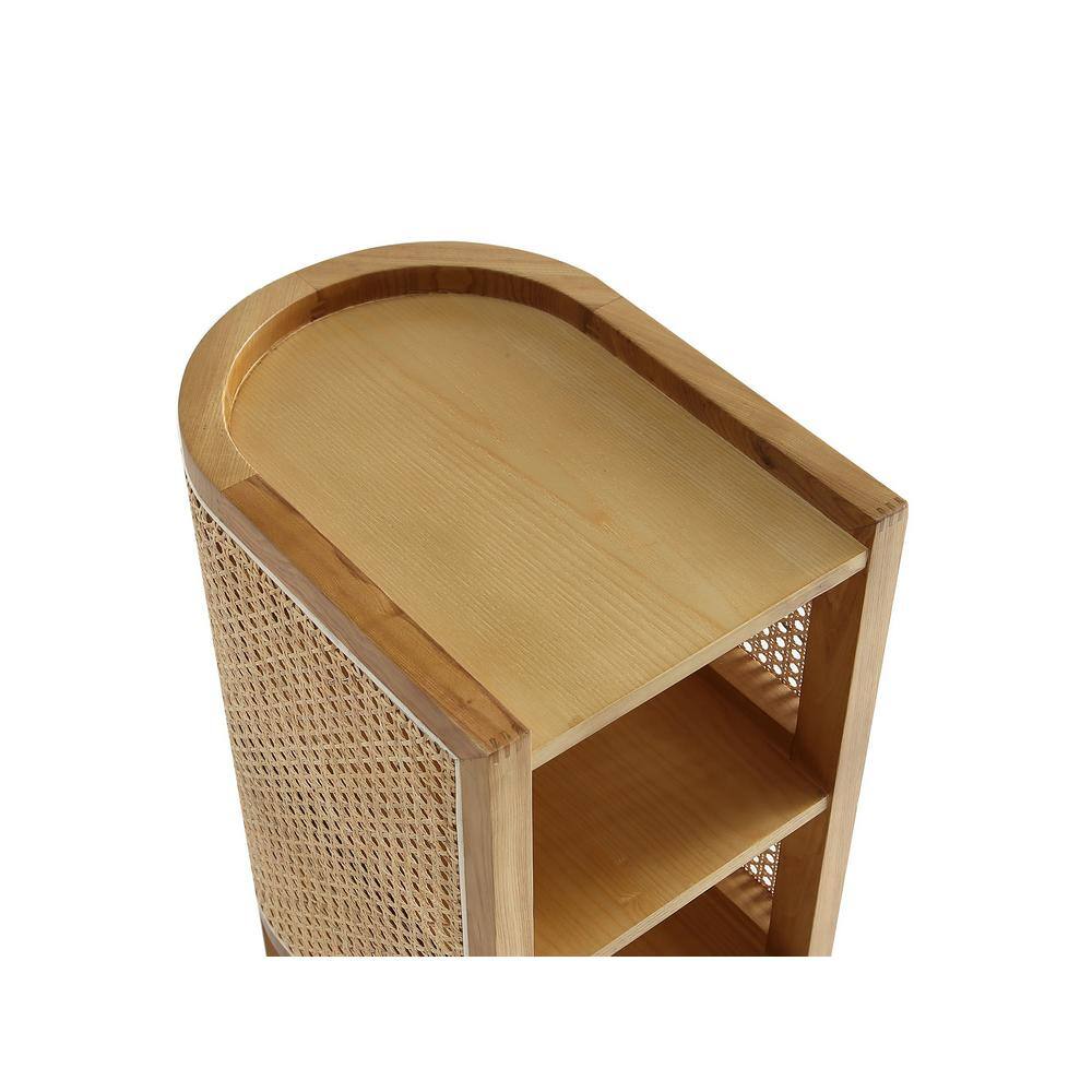 Tahitian Resort-Inspired Natural Ash and Rattan 2-Shelf End Table