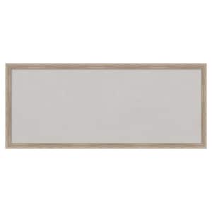 Hardwood Wedge Whitewash Wood Framed Grey Corkboard 31 in. x 13 in. Bulletin Board Memo Board