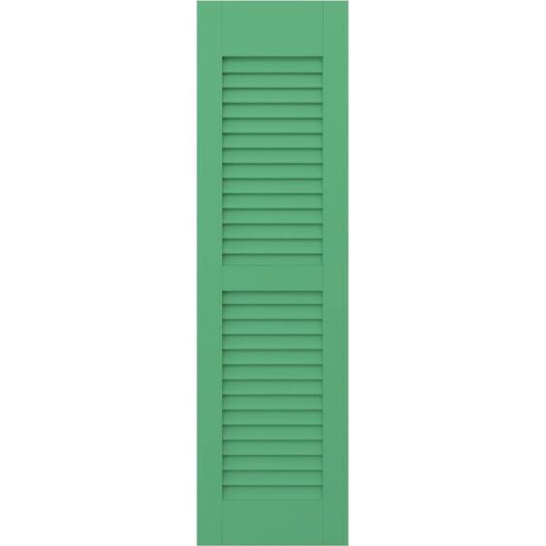 Ekena Millwork Americraft 18 in. W x 74 in. H 2-Equal Louver Exterior Real Wood Shutters Pair in Lily Pads